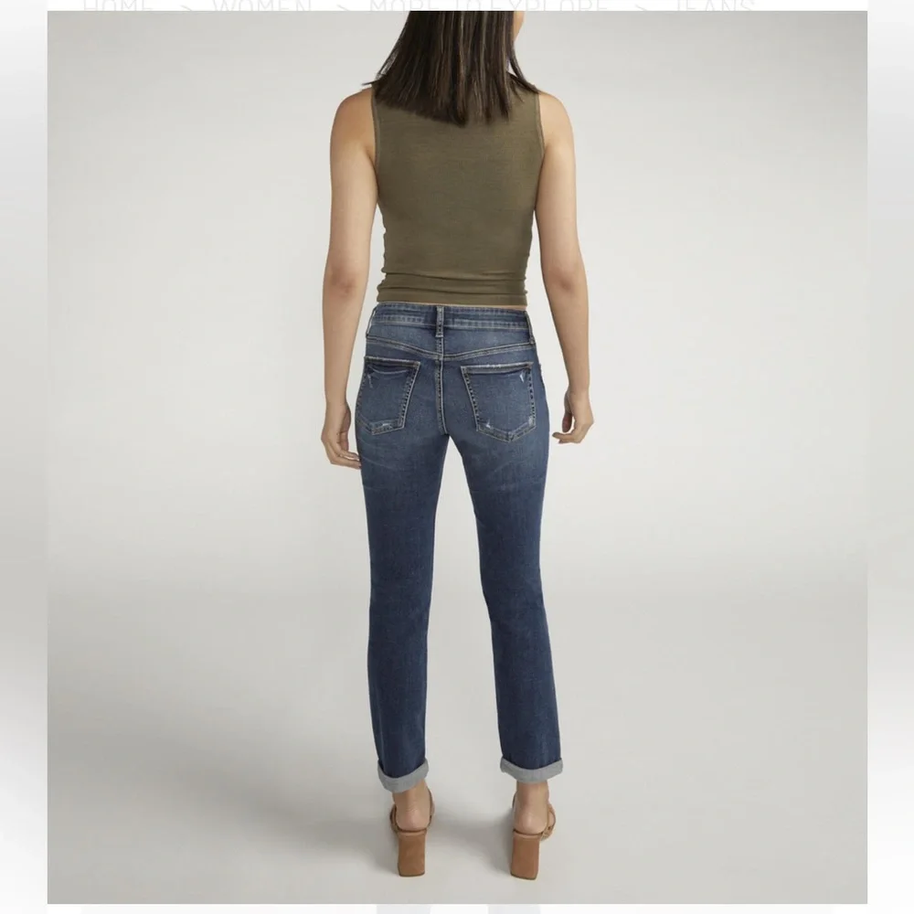 π NWT Silver Jeans Boyfriend Mid Rise Slim Leg Jeans, 14/29 - Picture 2 of 13